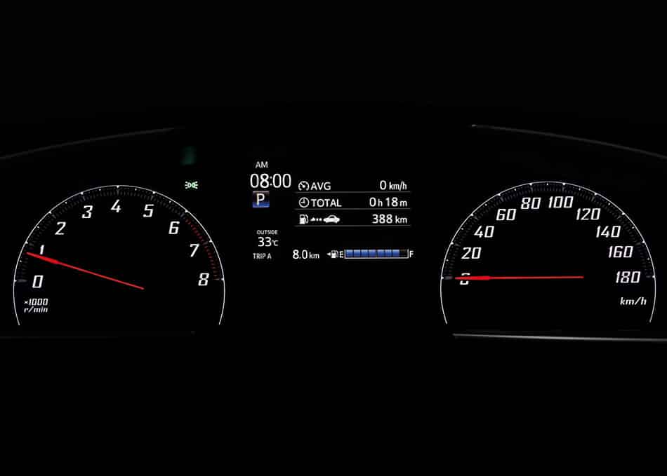 จอแสดงข้อมูลการขับขี่ MID (Multi Information Display) แสดงข้อมูลการขับขี่ทั่วไป • ความเร็วเฉลี่ย • ระยะเวลาในการขับขี่ • ระยะทางที่สามารถขับขี่ได้