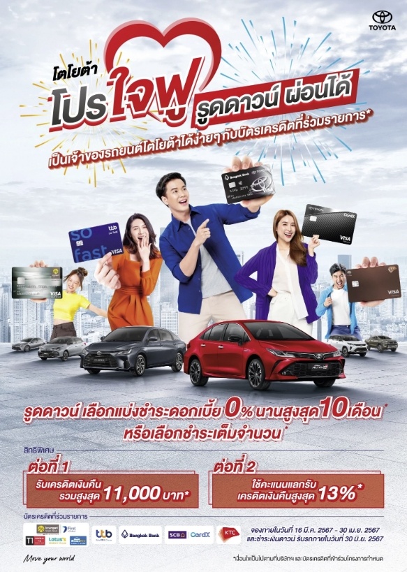 โปรใจฟู รูดดาวน์ ผ่อนได้ กับโตโยต้า กรุงไทย