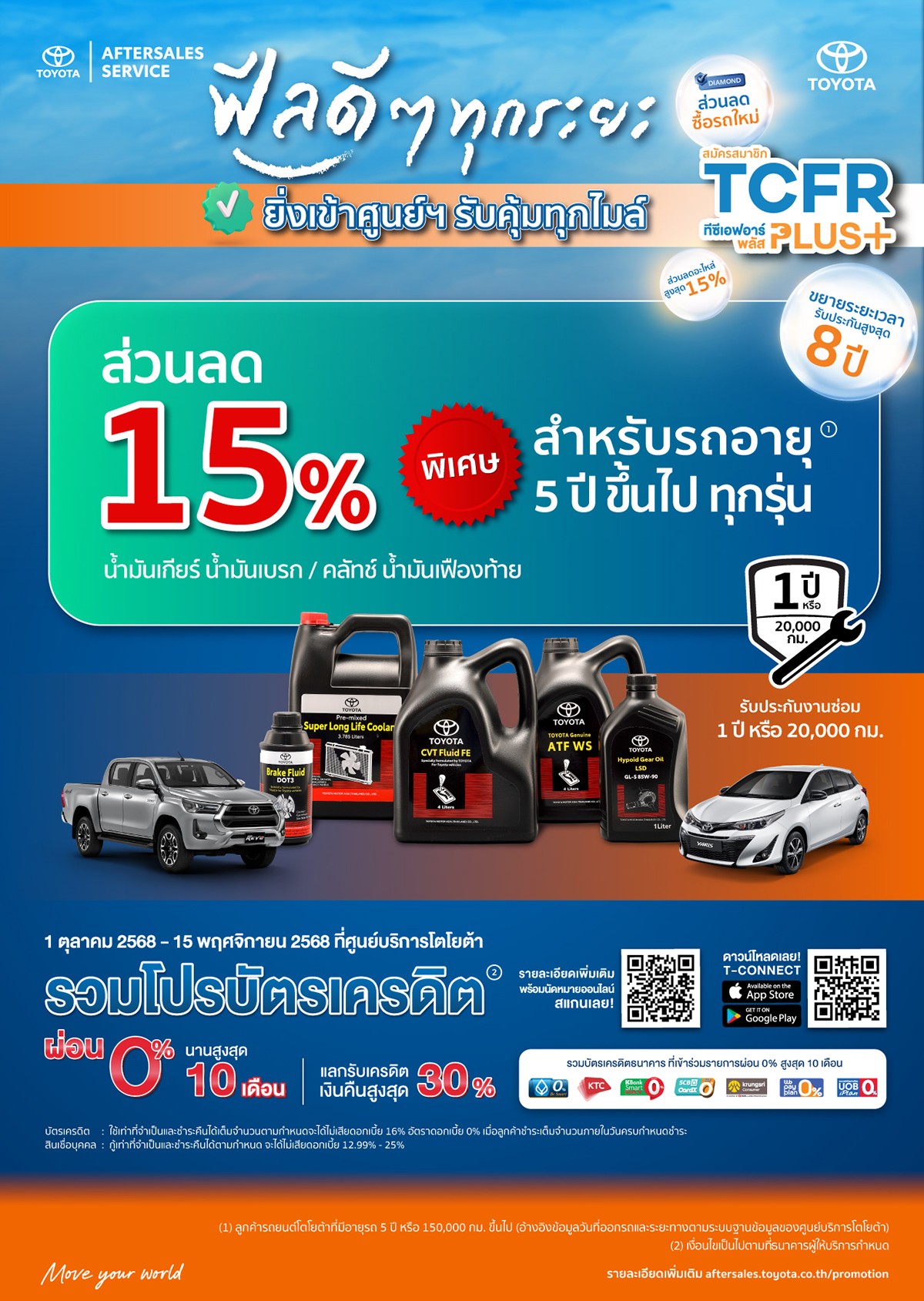 ส่วนลด 15% น้ำมันเกียร์ น้ำมันเบรก / คลัทช์ น้ำมันเฟืองท้าย ที่ศูนย์บริการโตโยต้า กรุงไทย